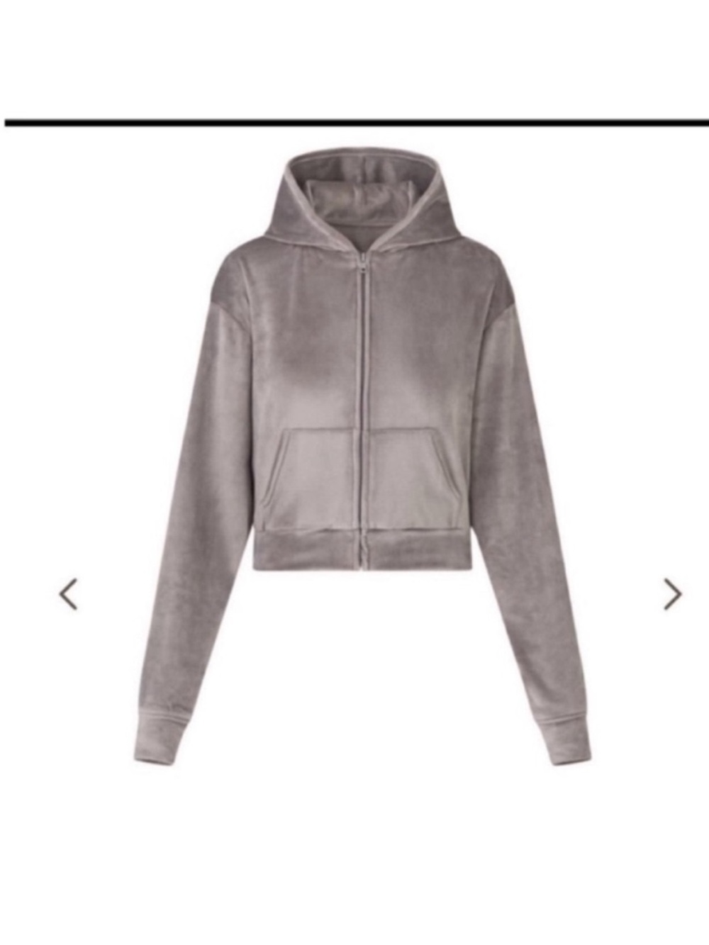 SKIMS Velour Cropped Hoodie Grey Size 2XL